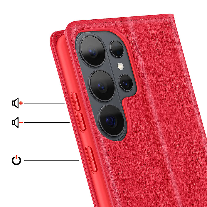 Acheter Dux Ducis Étui Portefeuille pour Galaxy S26 Ultra Anti-RFID Compatible Charge Sans Fil Qi Rouge
