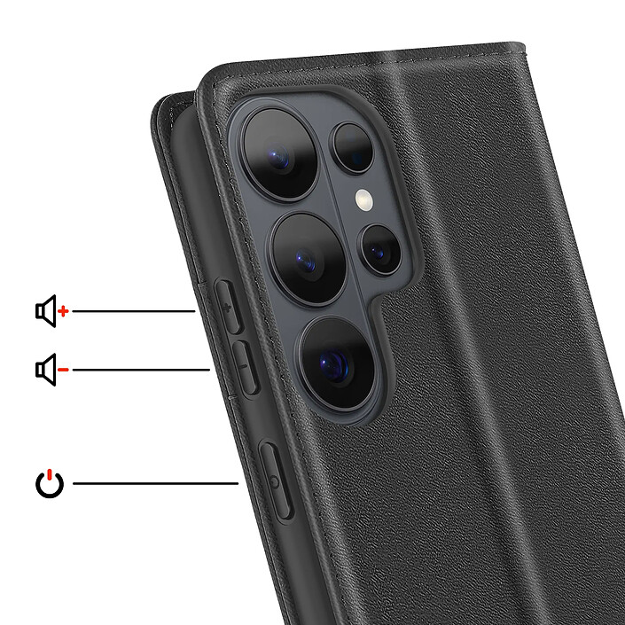 Acheter Dux Ducis Étui Portefeuille pour Galaxy S26 Ultra Anti-RFID Compatible Charge Sans Fil Qi Noir