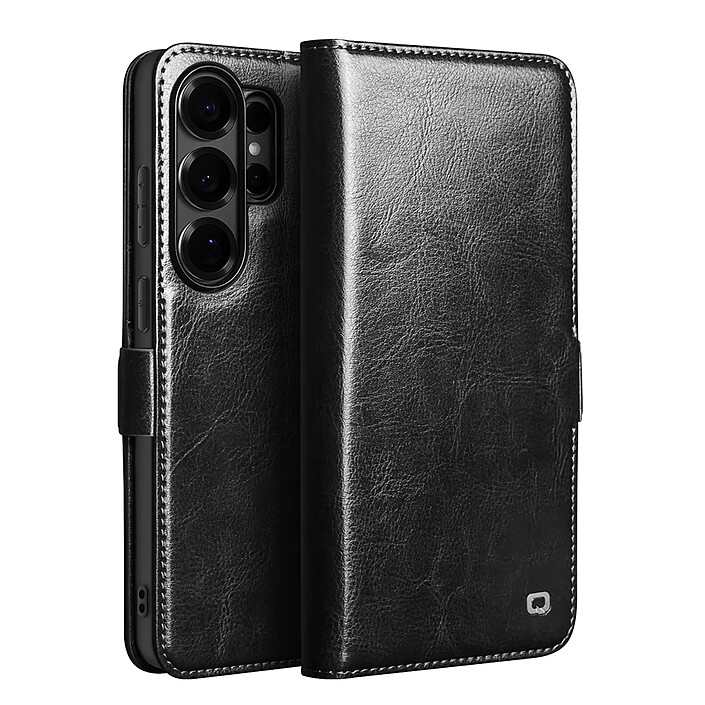 Qialino Étui Portefeuille Vintage pour Galaxy S26 Ultra avec Support Vidéo Noir