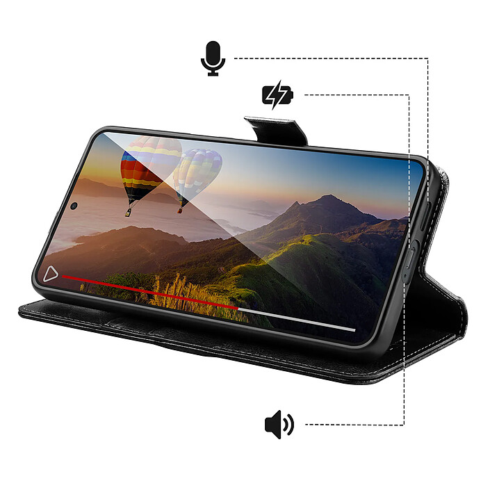 Acheter Qialino Étui Portefeuille Vintage pour Galaxy S26 Plus avec Support Vidéo Noir
