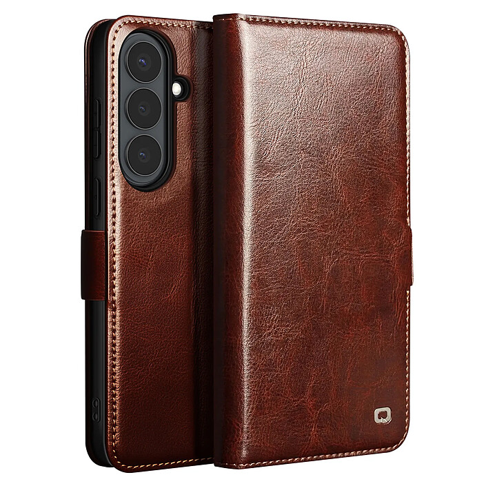 Qialino Étui Portefeuille Vintage pour Galaxy S26 avec Support Vidéo Marron