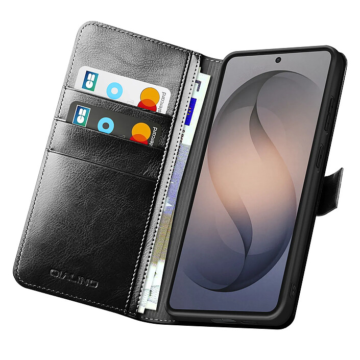 Qialino Étui Portefeuille Vintage pour Galaxy S26 Plus avec Support Vidéo Noir pas cher