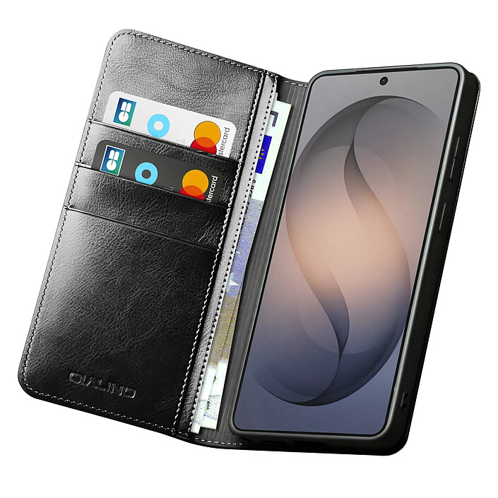 Qialino Étui Portefeuille Vintage pour Galaxy S26 Ultra avec Support Vidéo Noir pas cher