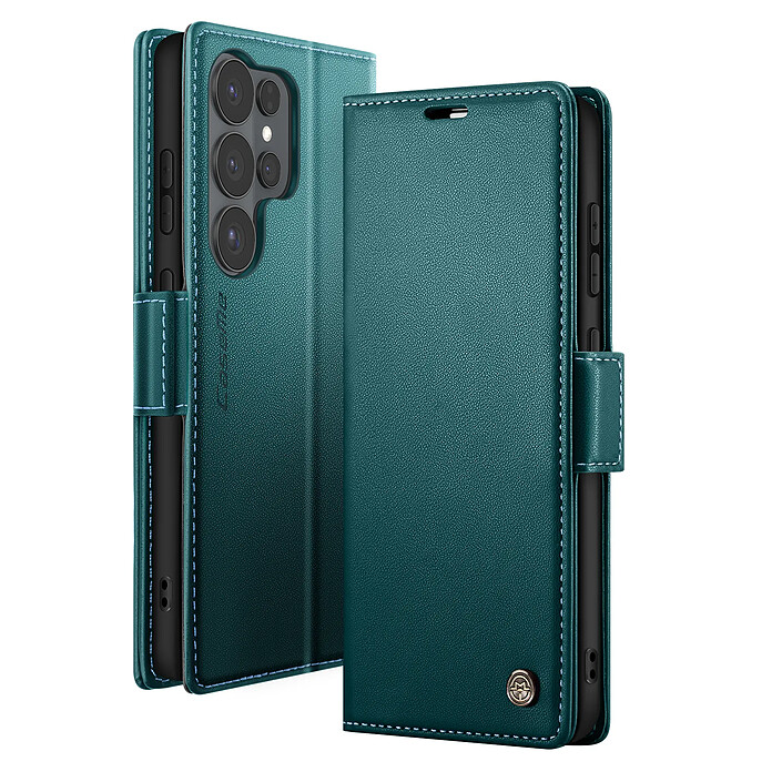 CaseMe Étui Portefeuille pour Galaxy S26 Ultra Anti-RFID Effet Cuir Brillant Vert foncé