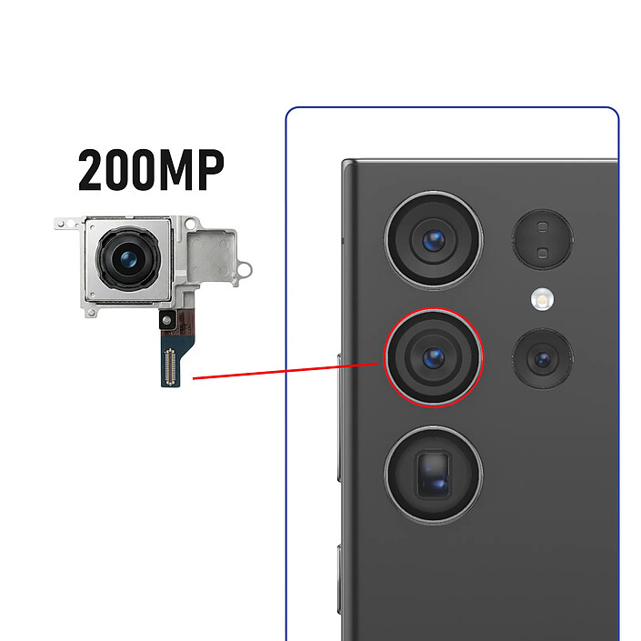Avis Clappio Caméra Arrière Principale pour Galaxy S23 Ultra Capteur Grand Angle 200MP Gris