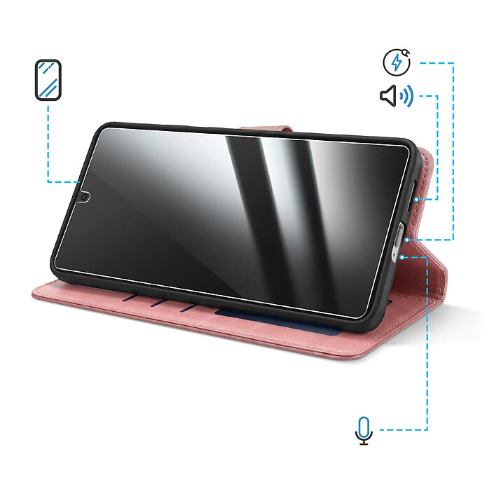 Enkay Étui Portefeuille pour Galaxy S26 avec Verre Trempé et Dragonne Rose pas cher