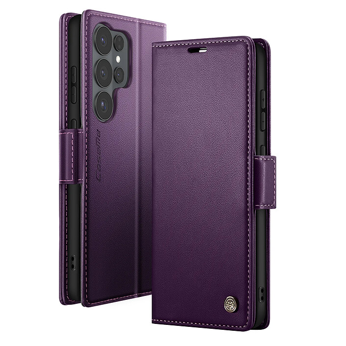 CaseMe Étui Portefeuille pour Galaxy S26 Ultra Anti-RFID Effet Cuir Brillant Violet foncé