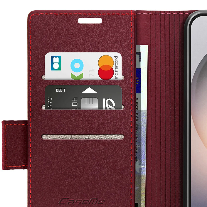 CaseMe Étui Portefeuille pour Galaxy S26 Ultra Anti-RFID Effet Cuir Brillant Bordeaux pas cher