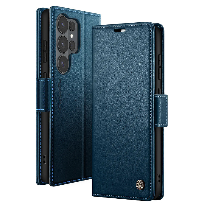 CaseMe Étui Portefeuille pour Galaxy S26 Ultra Anti-RFID Effet Cuir Brillant Bleu nuit