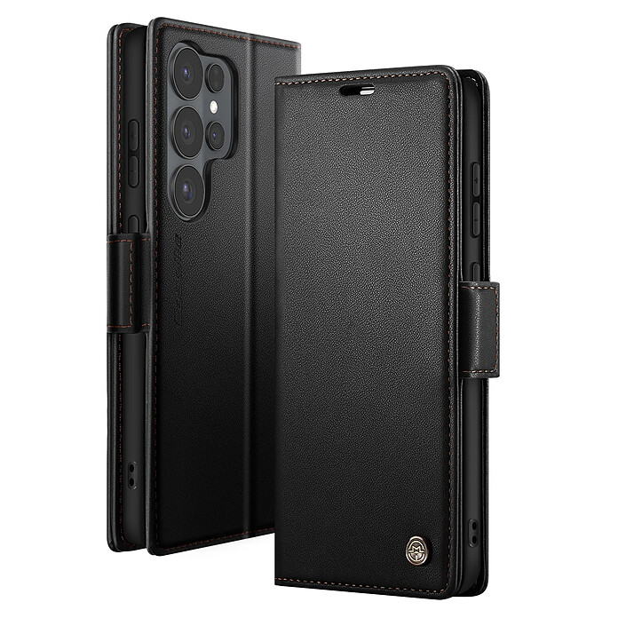 CaseMe Étui Portefeuille pour Galaxy S26 Ultra Anti-RFID Effet Cuir Brillant Noir