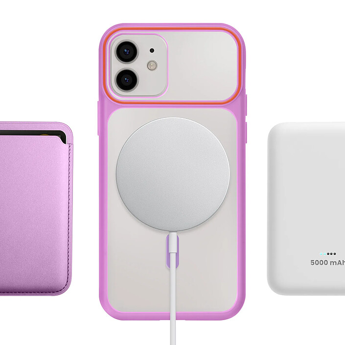 Avizar Coque pour iPhone 12 / 12 Pro MagSafe Bimatière Dos Rigide Violet pas cher
