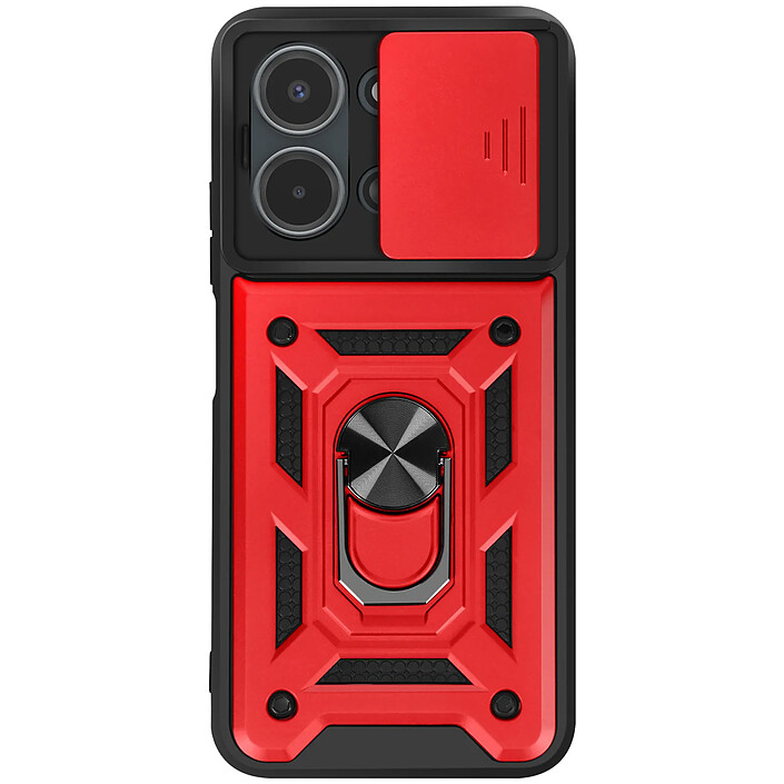 Mayaxess Coque pour Xiaomi Redmi 15C Antichocs MIL-STD 810G Cache Caméra Anneau Support Rouge