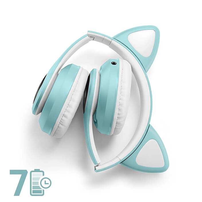 Acheter Avizar Casque Sans Fil Bluetooth pour Enfant avec Oreilles Chat Lumineux RGB Vert Menthe