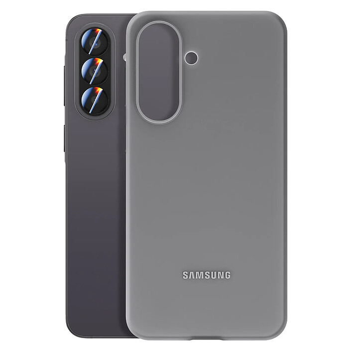 Samsung Coque pour Samsung Galaxy A57 en Silicone Lisse avec Rebords Surélevés Gris