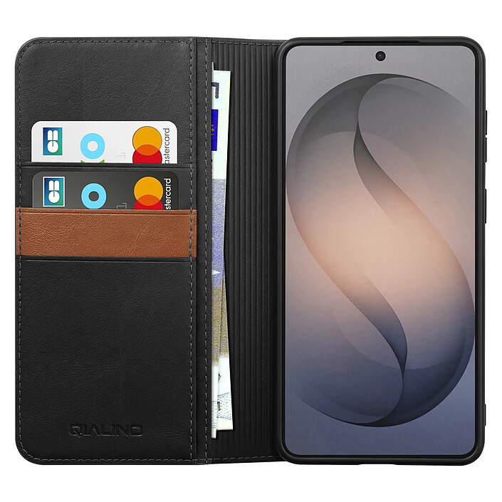 Qialino Étui Portefeuille pour Galaxy S26 Ultra avec Support en Cuir Effet Mat Noir pas cher