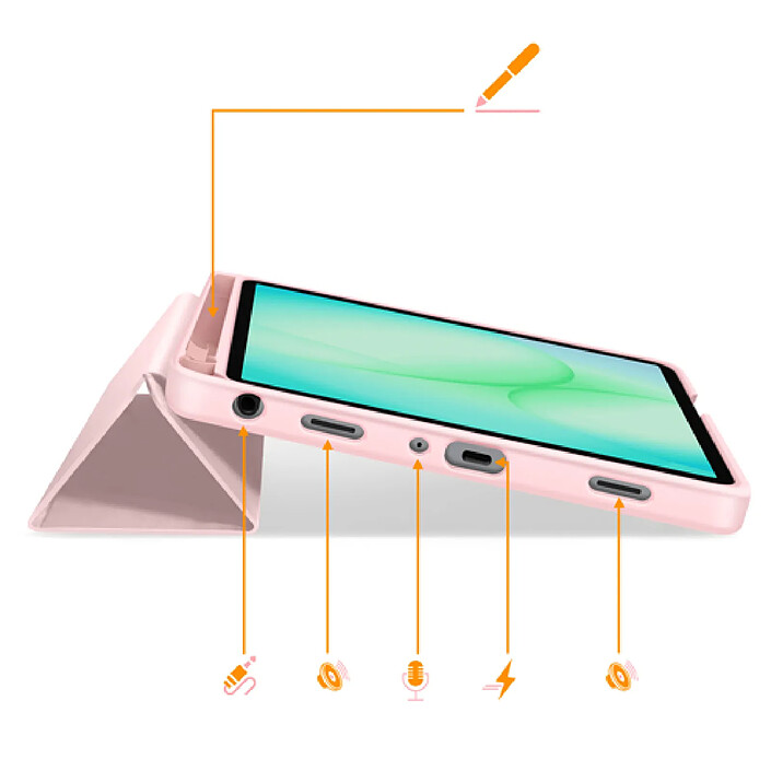Acheter Tech-Protect Étui Clapet pour Galaxy Tab A11 Plus Auto-Veille avec Support et Porte Stylet Rose