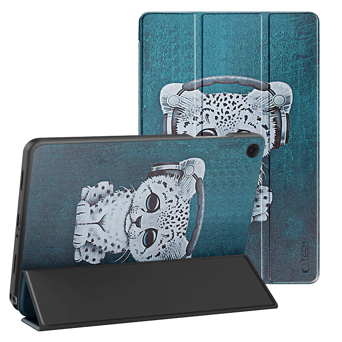 Tech-Protect Étui Clapet pour Galaxy Tab A11 Plus Design Chat avec Support et Auto-Veille Vert