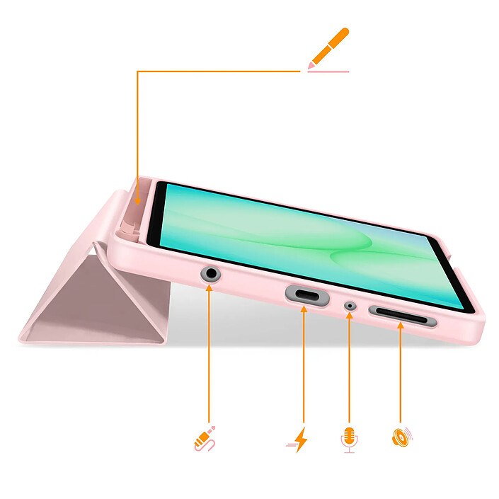 Acheter Tech-Protect Étui Clapet pour Galaxy Tab A11 Auto-Veille avec Support et Porte Stylet Rose
