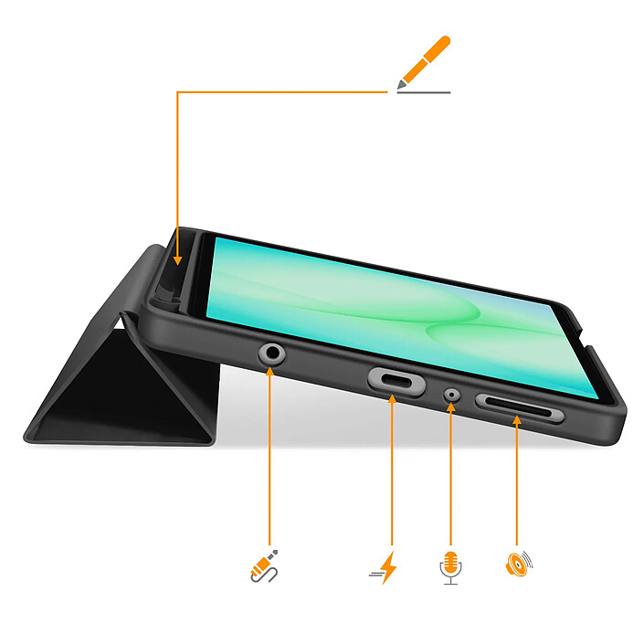 Acheter Tech-Protect Étui Clapet pour Galaxy Tab A11 Auto-Veille avec Support et Porte Stylet Noir