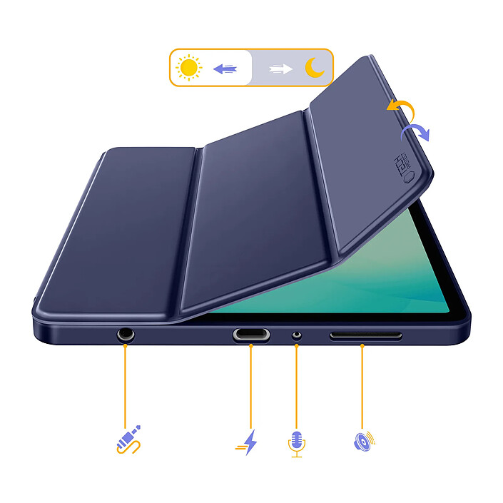 Tech-Protect Étui Clapet pour Galaxy Tab A11 avec Support Multi Angles et Auto-Veille Bleu nuit pas cher