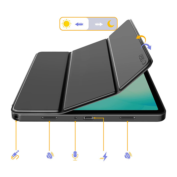 Tech-Protect Étui Clapet pour Galaxy Tab A11 Plus avec Support Multi Angles et Auto-Veille Noir pas cher