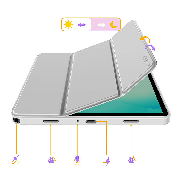 Tech-Protect Étui Clapet pour Galaxy Tab A11 Plus avec Support Multi Angles et Auto-Veille Gris pas cher