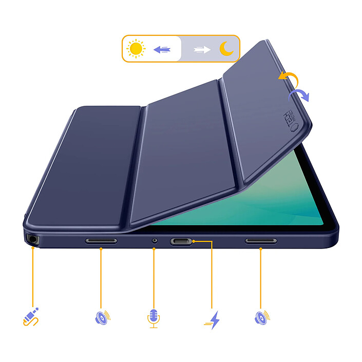 Tech-Protect Étui Clapet pour Galaxy Tab A11 Plus avec Support Multi Angles et Auto-Veille Bleu nuit pas cher