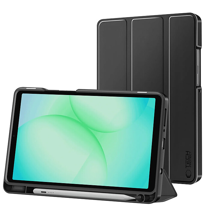Tech-Protect Étui Clapet pour Galaxy Tab A11 Auto-Veille avec Support et Porte Stylet Noir