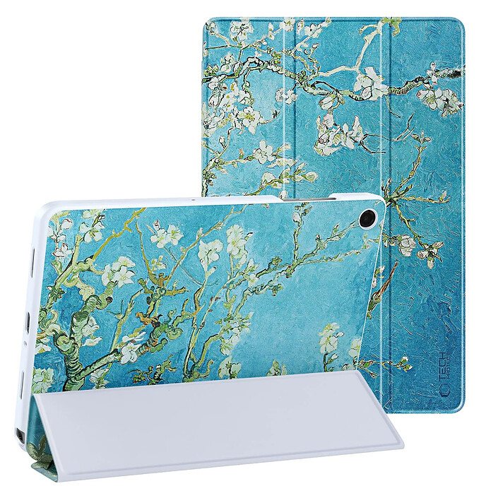 Tech-Protect Étui Clapet pour Galaxy Tab A11 Plus Design Floral avec Support et Auto-Veille Bleu