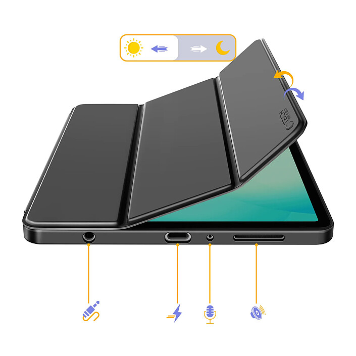 Tech-Protect Étui Clapet pour Galaxy Tab A11 avec Support Multi Angles et Auto-Veille Noir pas cher