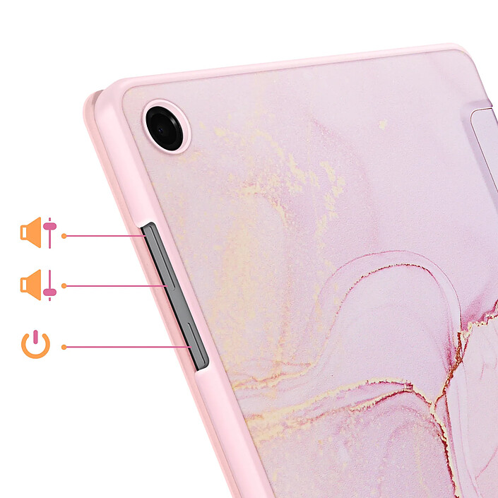 Avis Tech-Protect Étui Clapet pour Galaxy Tab A11 Plus Design Marbre avec Support et Auto-Veille Rose champagne