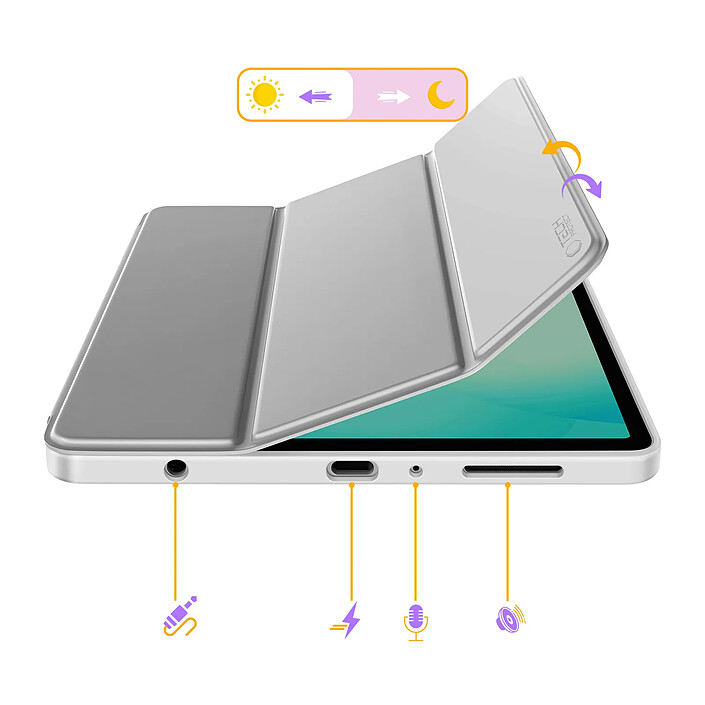 Tech-Protect Étui Clapet pour Galaxy Tab A11 avec Support Multi Angles et Auto-Veille Gris pas cher