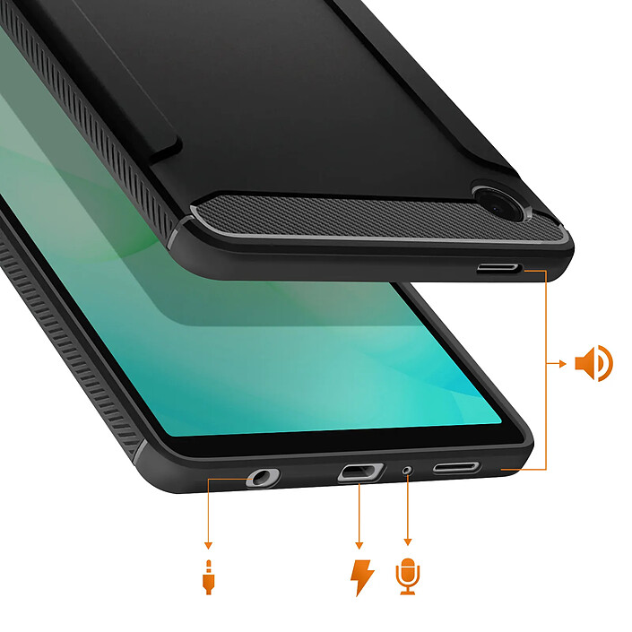 Acheter Spigen SGP Coque pour Galaxy Tab A9 / Tab A11 Effet Carbone Modèle Rugged Armor Noir