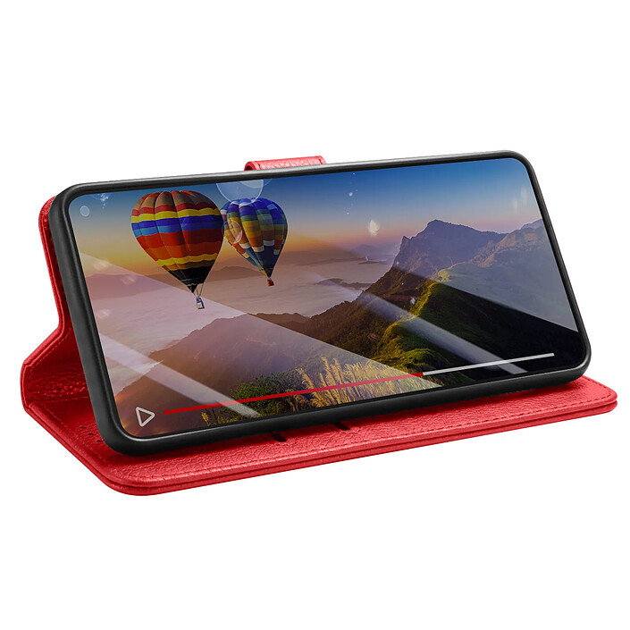 Avis Zanaé Étui Portefeuille pour Redmi 15C avec Fonction Support et Languette Magnétique Rouge