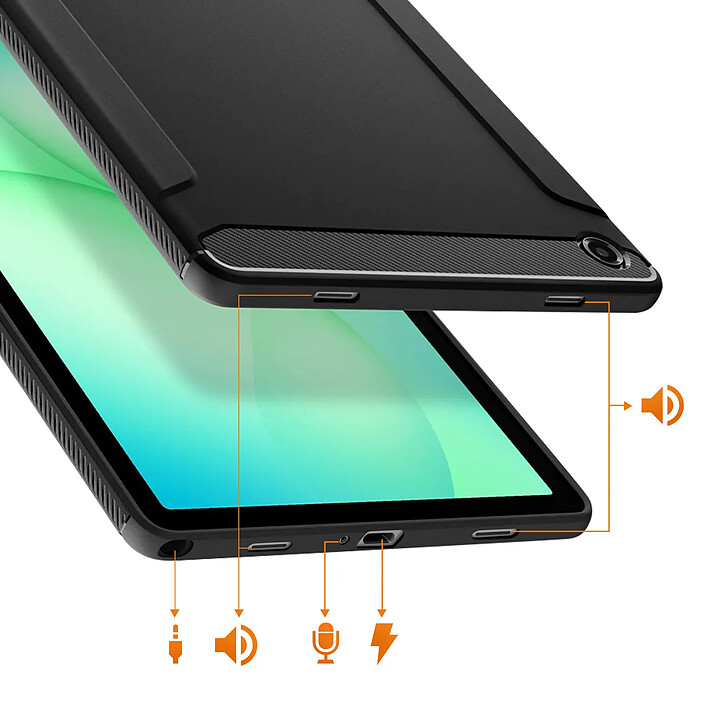 Acheter Spigen SGP Coque pour Galaxy Tab A11 Plus Effet Carbone Modèle Rugged Armor Noir