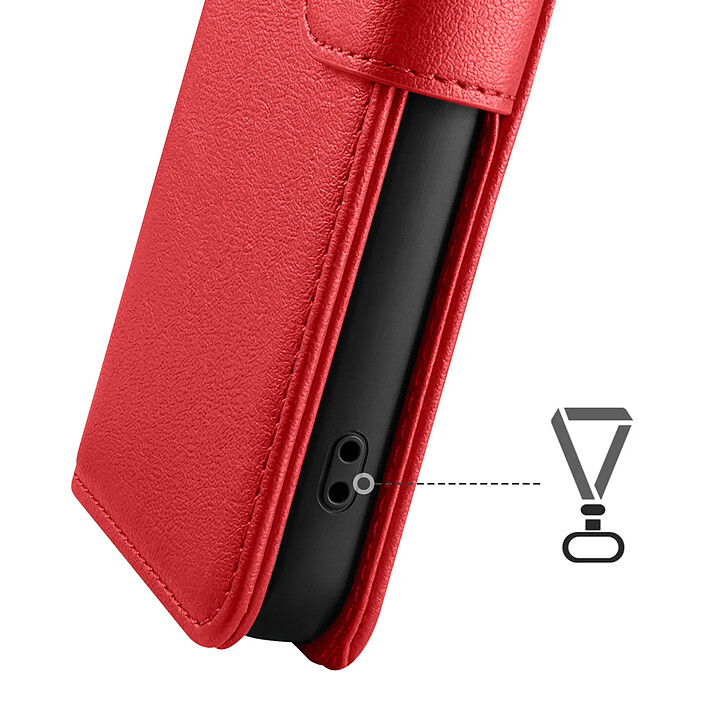 Zanaé Étui Portefeuille pour Redmi 15C avec Fonction Support et Languette Magnétique Rouge pas cher