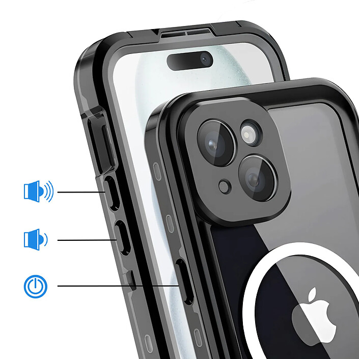 Avis Shellbox Coque Intégrale 360° pour iPhone 15 Plus Compatible MagSafe Étanche IP68 Noir