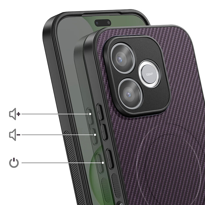 Avis Avizar Coque pour Honor 600 Lite Effet Carbone Compatible MagSafe / Qi2 avec Béquille