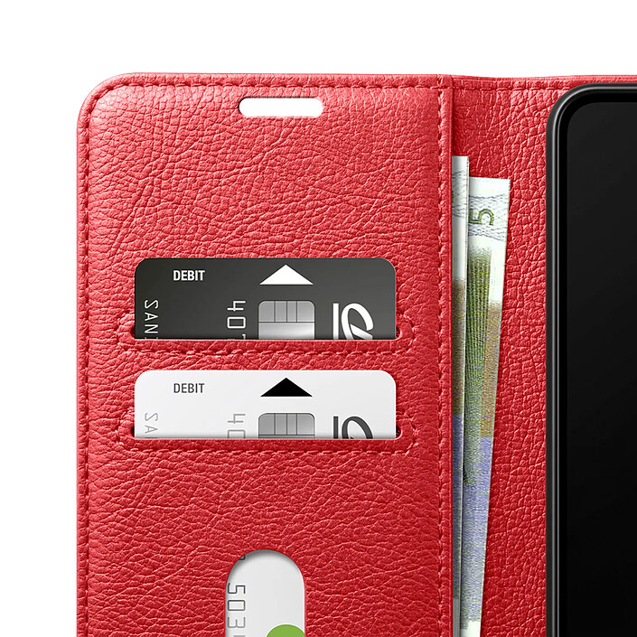 Acheter Zanaé Étui Portefeuille pour Redmi 15C avec Fonction Support et Languette Magnétique Rouge