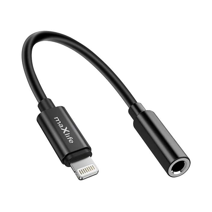 Maxlife Adaptateur Audio Jack 3.5mm Femelle vers Lightning Mâle Compact 13.5cm Noir