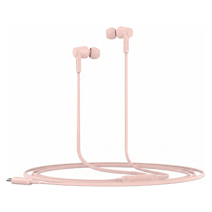 Belkin Écouteurs Filaires USB-C SoundForm avec Limitation de Volume Rose