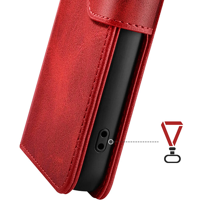 Zanaé Étui Portefeuille pour iPhone 16 Édition Columbia avec Fonction Support Rouge pas cher