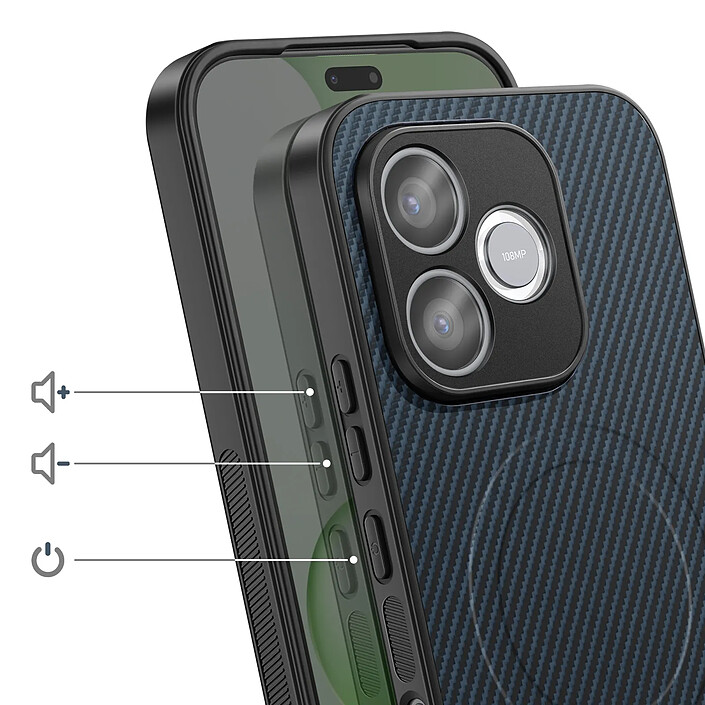 Avis Avizar Coque pour Honor 600 Lite Effet Carbone Compatible MagSafe / Qi2 avec Béquille