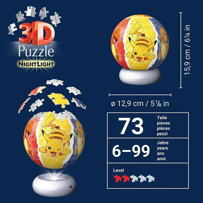 Pokémon - puzzle  3D Ball Veilleuse (73 pièces) pas cher
