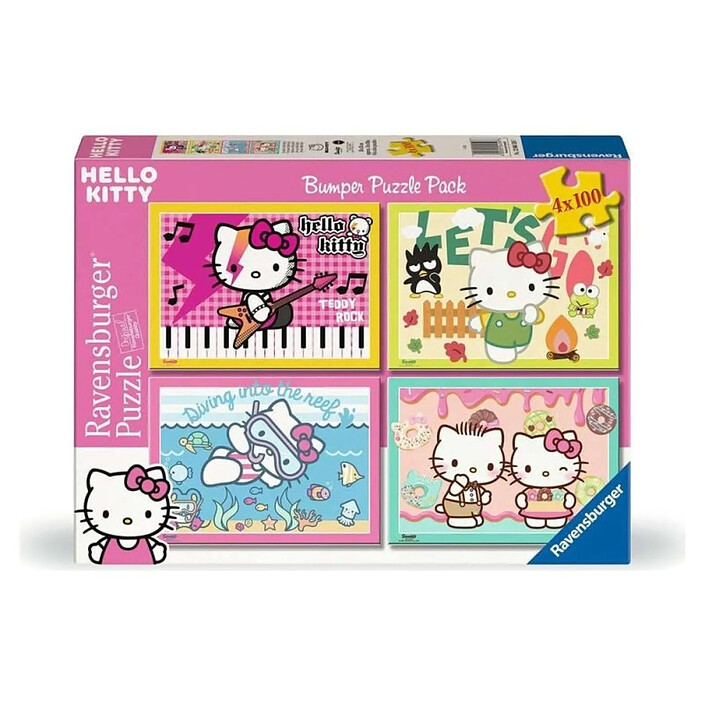 Hello Kitty - Pack 4 puzzles Allons-y, Hello Kitty ! (4x100 pièces)