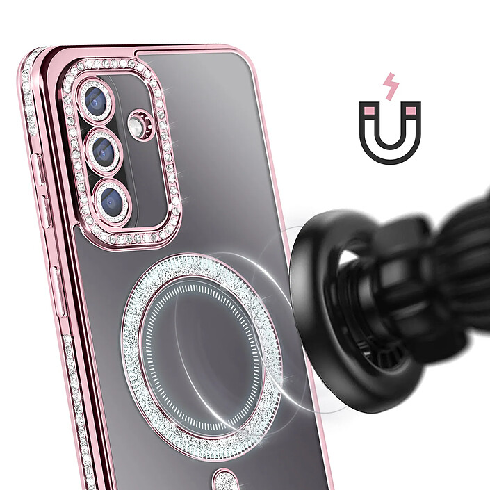 Avizar Coque pour Galaxy A57 Compatible Charge Qi avec Contour Diamant Strassé pas cher