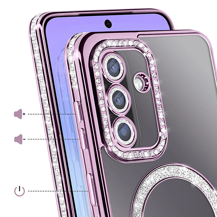 Avis Avizar Coque pour Galaxy A57 Compatible Charge Qi avec Contour Diamant Strassé