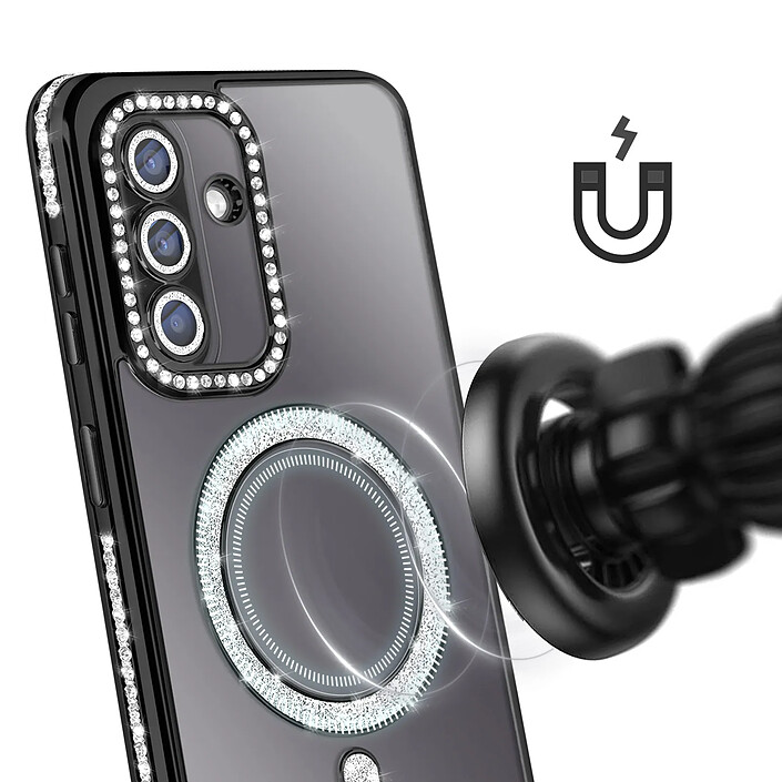 Avizar Coque pour Galaxy A57 Compatible Charge Qi avec Contour Diamant Strassé pas cher