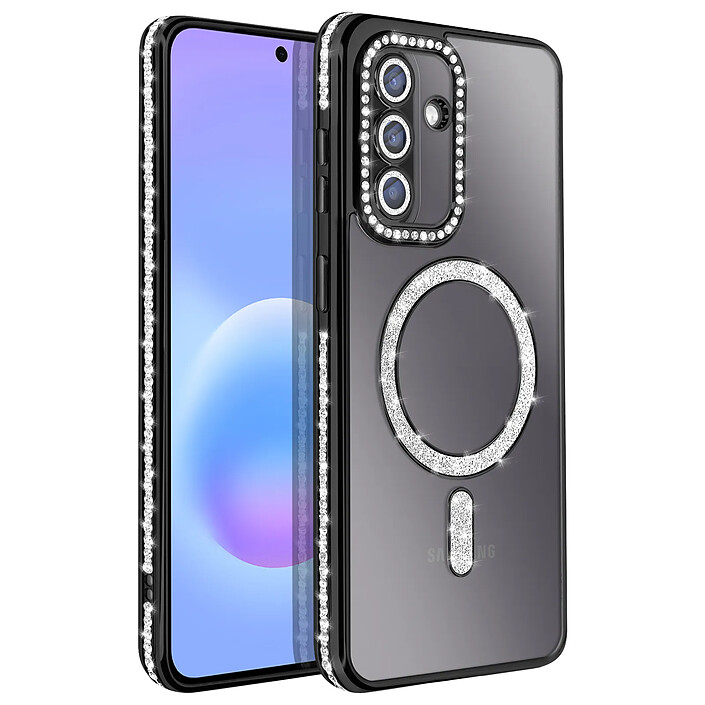 Avizar Coque pour Galaxy A57 Compatible Charge Qi avec Contour Diamant Strassé