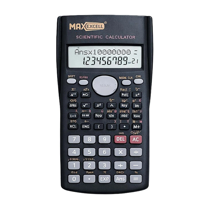 Max excell Calculatrice Scientifique avec Écran LCD Double Ligne et Fonctions Avancées Noir